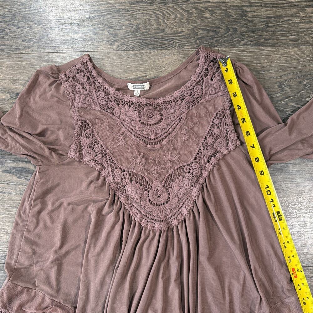 Buckle Gimmicks Sz S Boho Fairy Grunge Lace Tunic Blouse Romantic Crochet Top - Picture 6 of 12